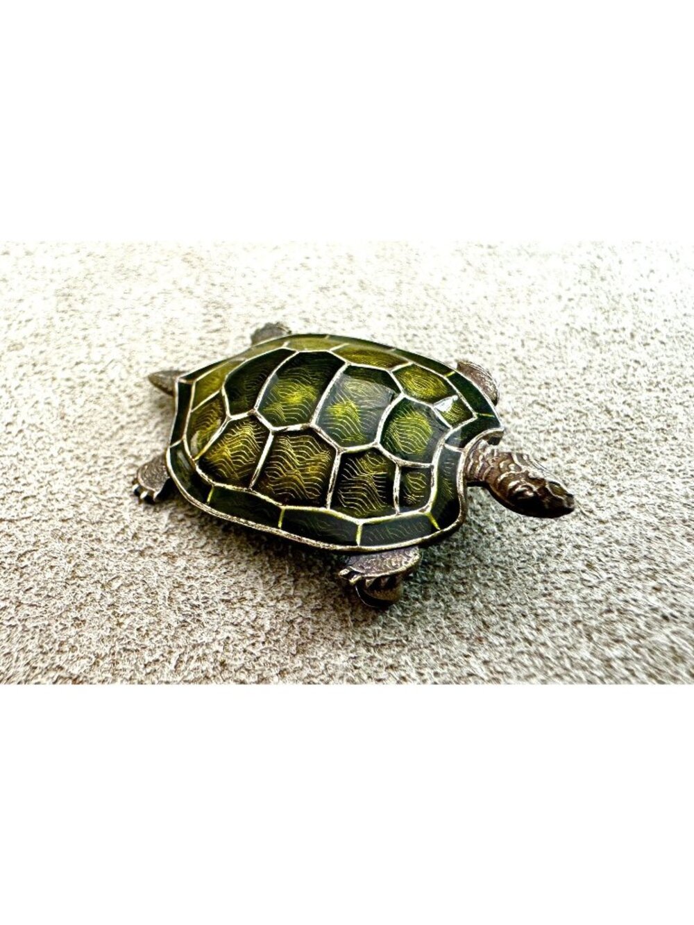 Vintage CATHERINE POPESCO Guilloche Enamel TURTLE TORTOISE BROOCH 1.5" - France